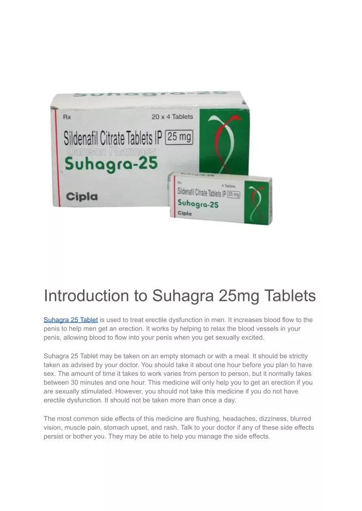 introduction to suhagra 25mg tablets