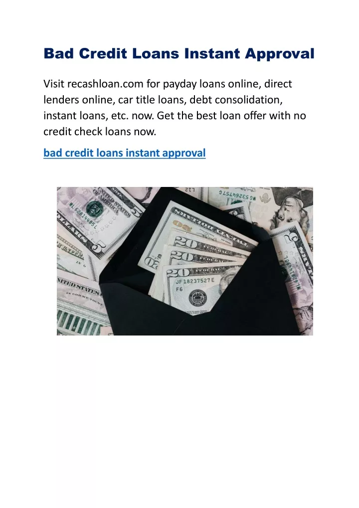 bad credit loans instant approval visit