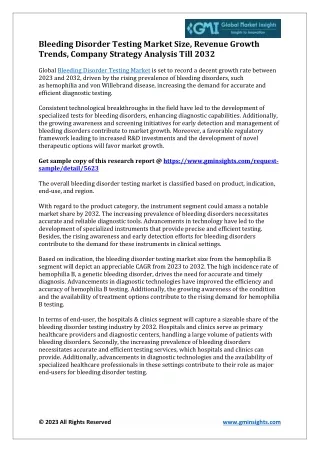 bleeding disorder testing market size revenue