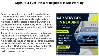 Signs Your Fuel Pressure Regulator Is Not Working