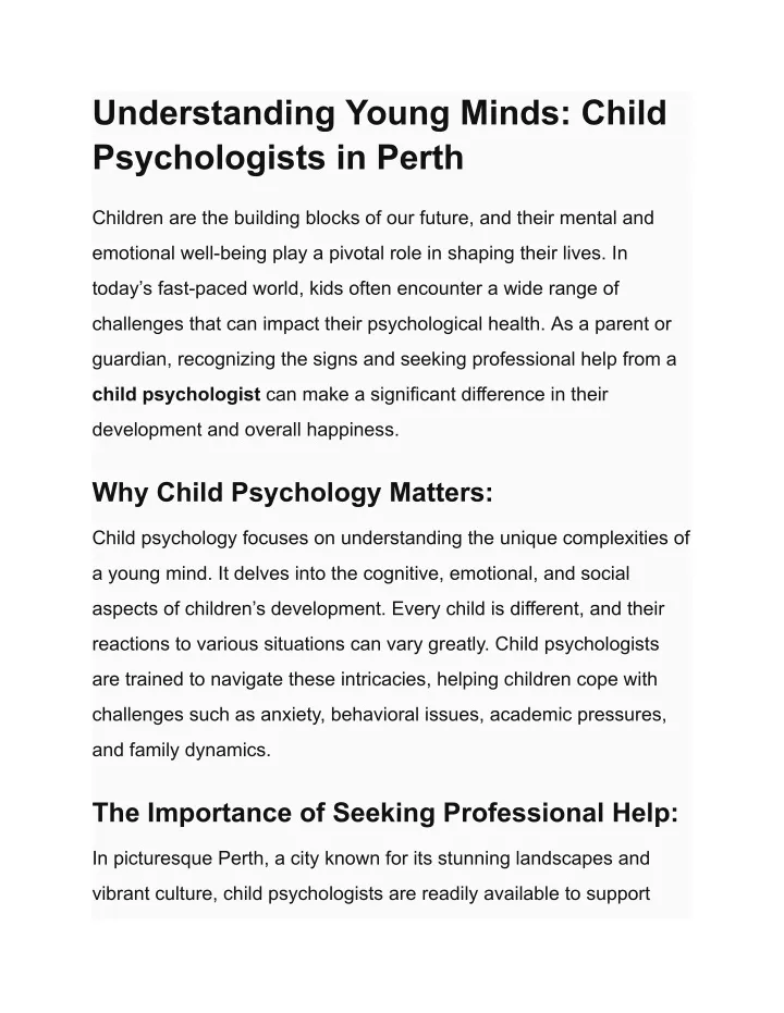 understanding young minds child psychologists