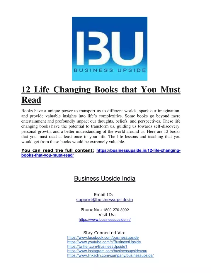 12 life changing books that you must read