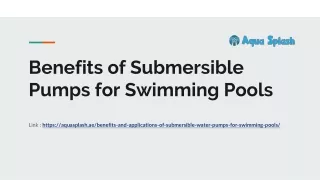 Benefits of Submersible Pumps for Swimming Pools