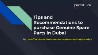 Tips and Recommendations to purchase Genuine Spare Parts in Dubai