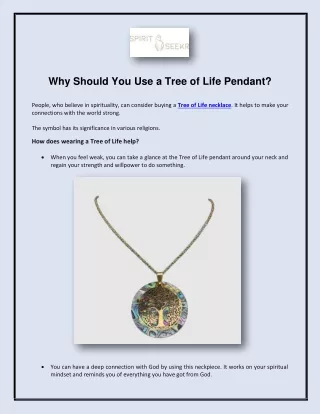 Why Should You Use a Tree of Life Pendant?