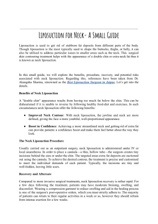 liposuctionforneck asmallguide