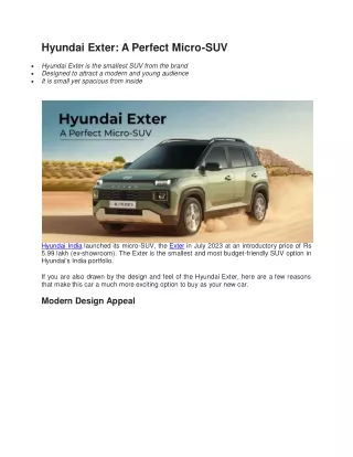 Hyundai Exter A Perfect Micro-SUV