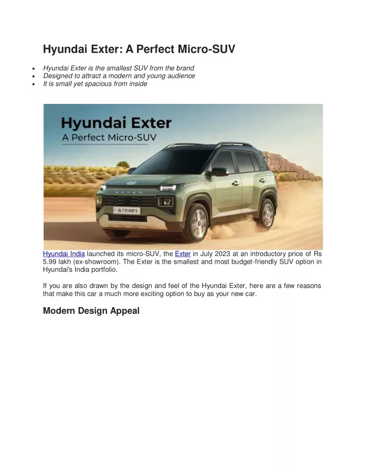 hyundai exter a perfect micro suv