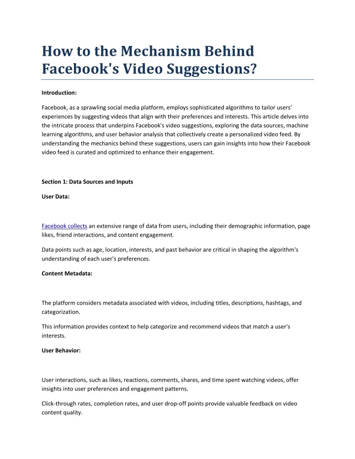 how to the mechanism behind facebook s video