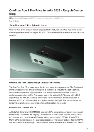 oneplus ace 2 pro price in india 2023
