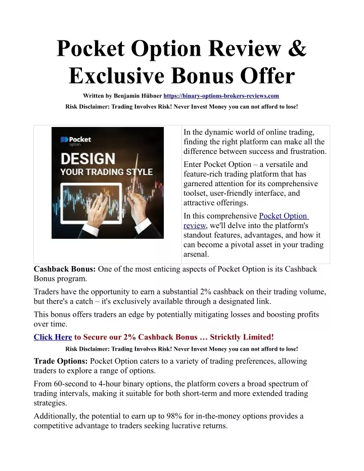 pocket option review exclusive bonus offer