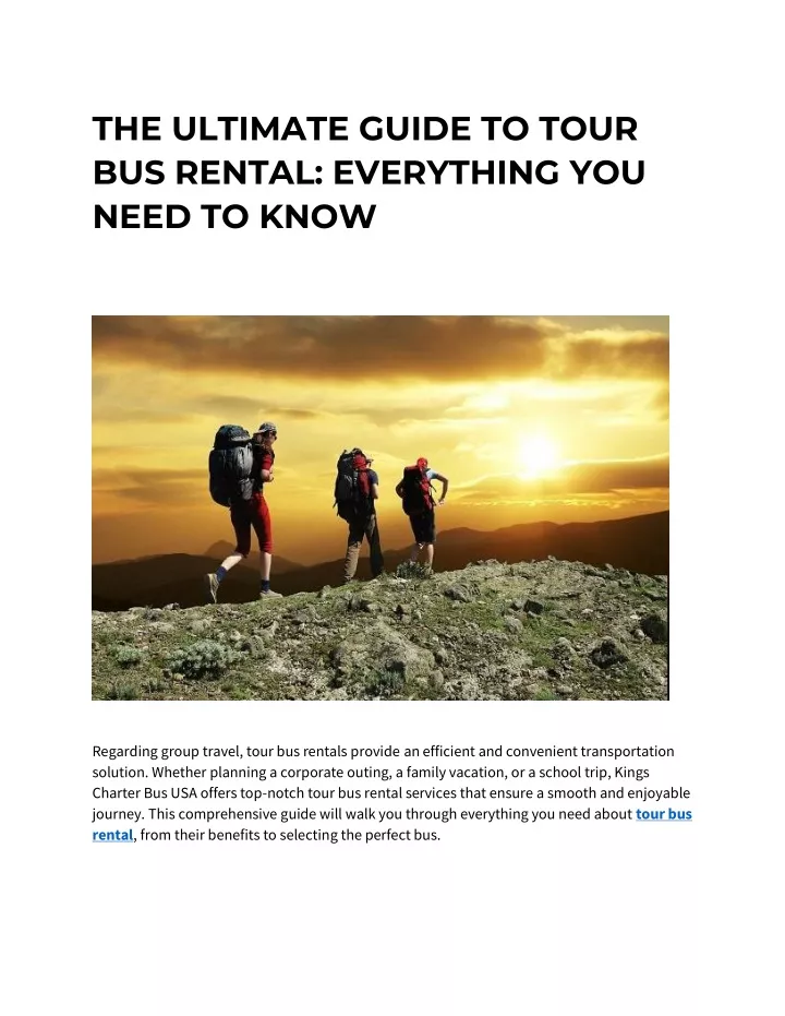 the ultimate guide to tour bus rental everything