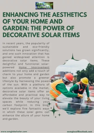 Enhancing the Aesthetics of Your Home and Garden The Power of Decorative Solar Items