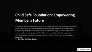 Building a Better Mumbai: Child Safe Foundation's Empowering NGO Initiatives