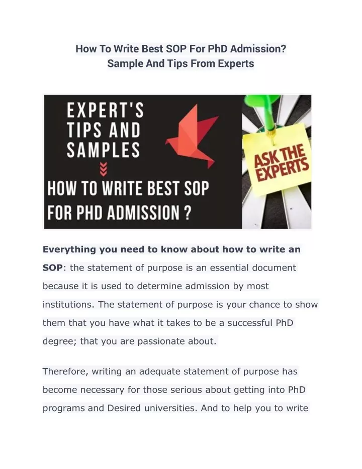 how to write best sop for phd admission