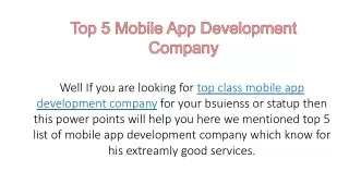 Top 5 Mobile App Development Company