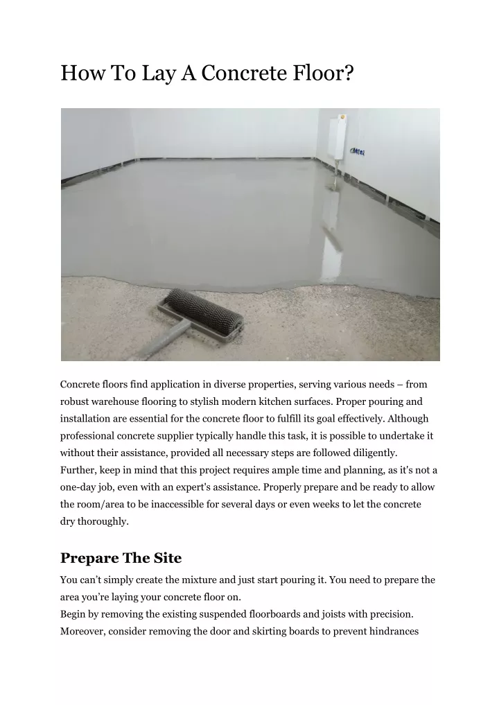 how to lay a concrete floor