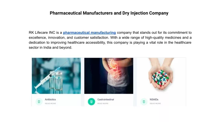 pharmaceutical manufacturers and dry injection