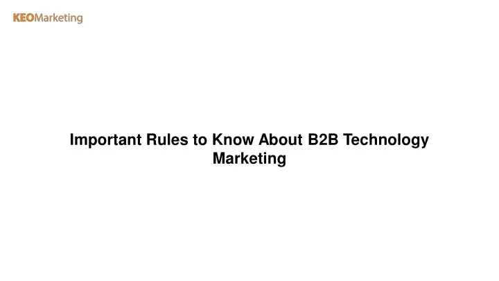 important rules to know about b2b technology