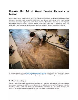 Discover the Art of Wood Flooring Carpentry in London