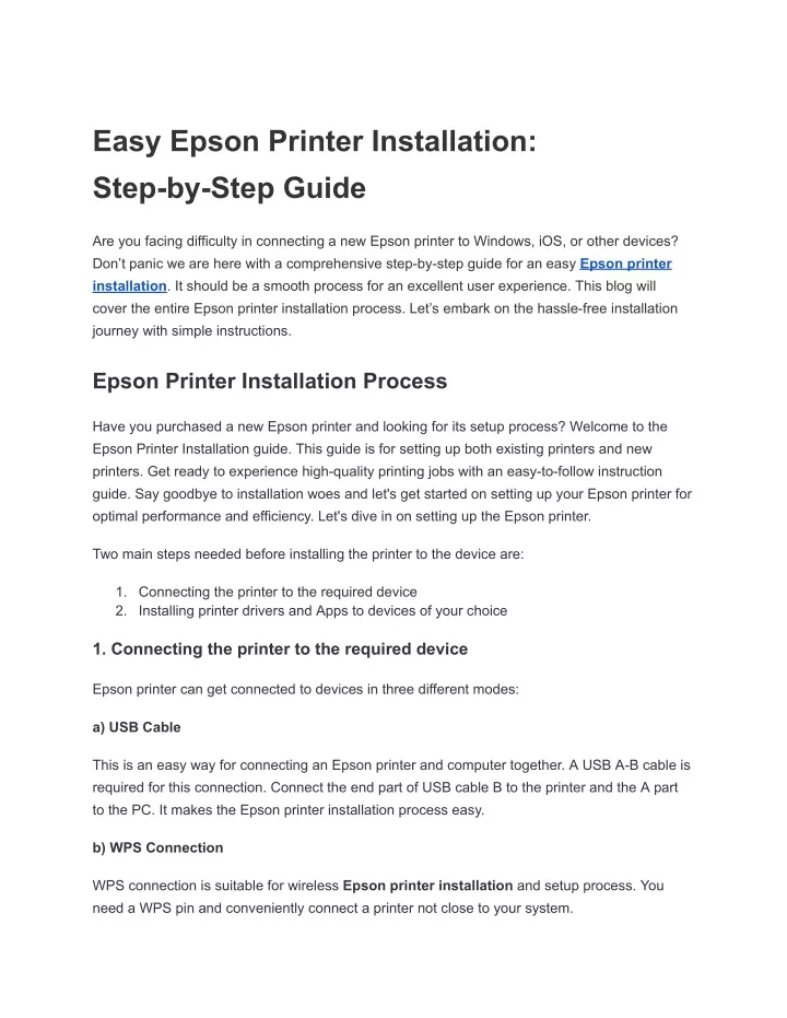 easy epson printer installation step by step guide