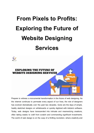 From Pixels to Profits Exploring the Future of Website Designing Services