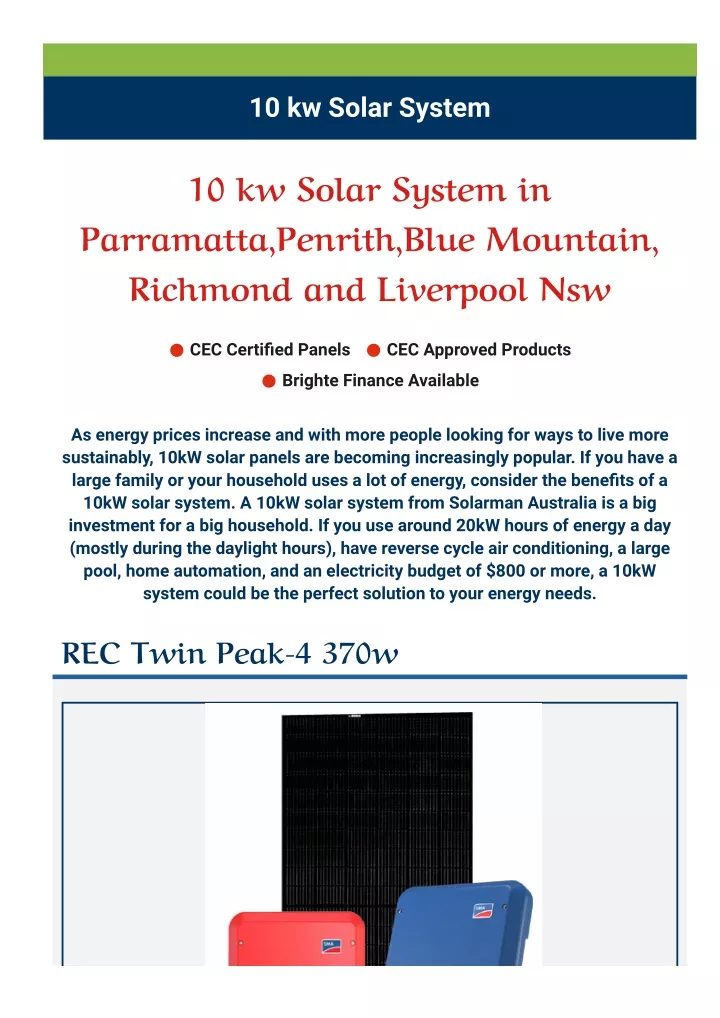 10 kw solar system