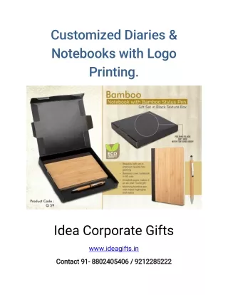 Customized Diaries & Notebooks with Logo  Printing.