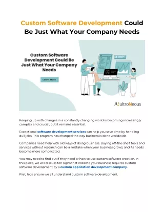 Custom Software Development Could Be Just What Your Company Needs