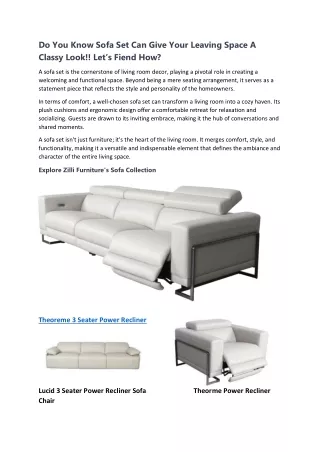 Do You Know Sofa Set Can Give Your Leaving Space A Classy Look!! Let’s Fiend