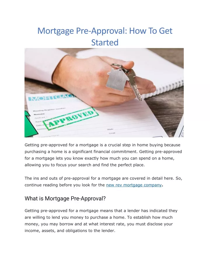 mortgage pre approval how to get started