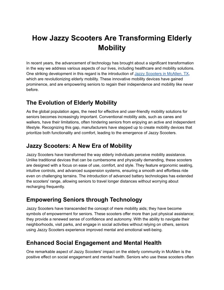 how jazzy scooters are transforming elderly