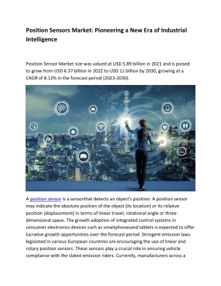 Position Sensors Market: Pioneering a New Era of Industrial Intelligence