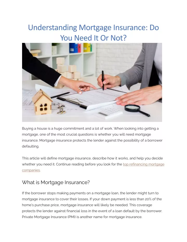 understanding mortgage insurance do you need