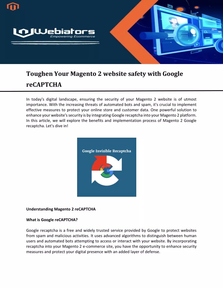 toughen your magento 2 website safety with google