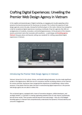 Crafting Digital Experiences Unveiling the Premier Web Design Agency in Vietnam