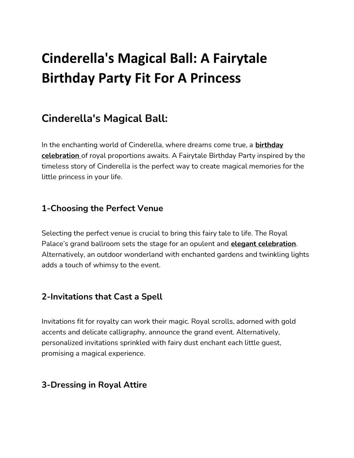 cinderella s magical ball a fairytale birthday