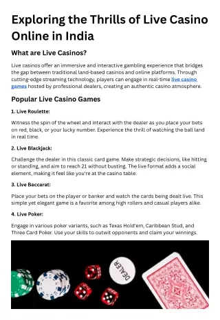 Exploring the Thrills of Live Casino Online in India (1)