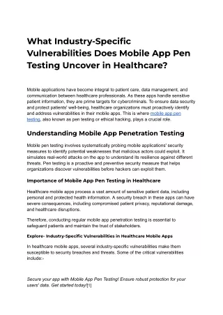 What Industry-Specific Vulnerabilities Does Mobile App Pen Testing Uncover in Healthcare_