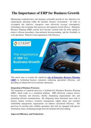 The Importance of ERP for Business Growth