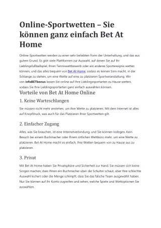 Online-Sportwetten – Sie können ganz einfach Bet At Home