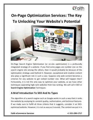 On-Page Optimization Services The Key To Unlocking Your Website's Potential