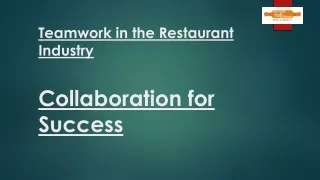 Teamwork in the Restaurant Industry