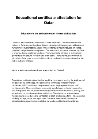 educational certificate attestation for qatar