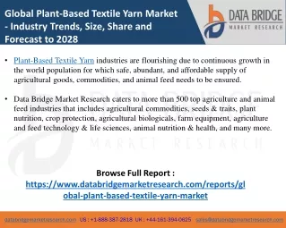 Plant-Based Textile Yarn - Agricultural & Animal feed