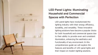 LED Panel Lights Illuminating Household and Commercial Spaces with Perfection