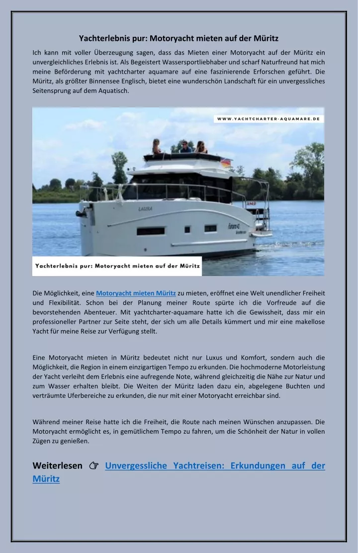 yachterlebnis pur motoryacht mieten auf der m ritz