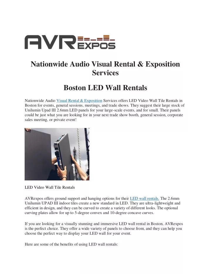 nationwide audio visual rental exposition services