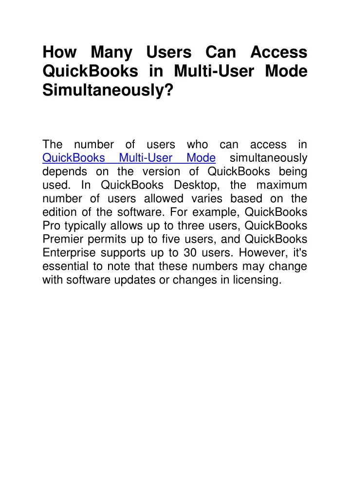 how many users can access quickbooks in multi