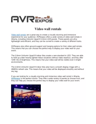 Video wall rentals Atlanta